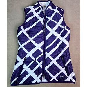 Nike Golf Tour Performance Puffer Vest Womens Size Small Purple White Quilted